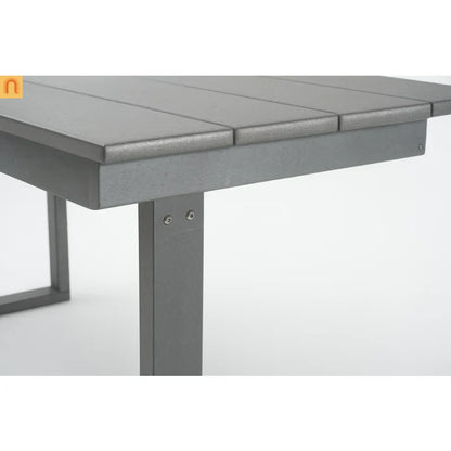 Outdoor Dining Set 6 Person HDPE Gray Weather Resistant Umbrella Hole