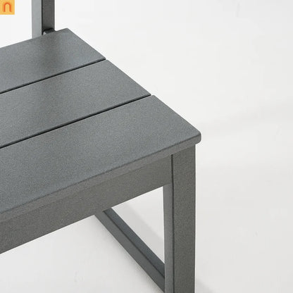 Outdoor Dining Set 6 Person HDPE Gray Weather Resistant Umbrella Hole