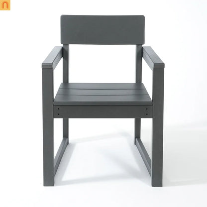 Outdoor Dining Set 6 Person HDPE Gray Weather Resistant Umbrella Hole