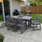 Outdoor Dining Set 6 Person HDPE Gray Weather Resistant Umbrella Hole