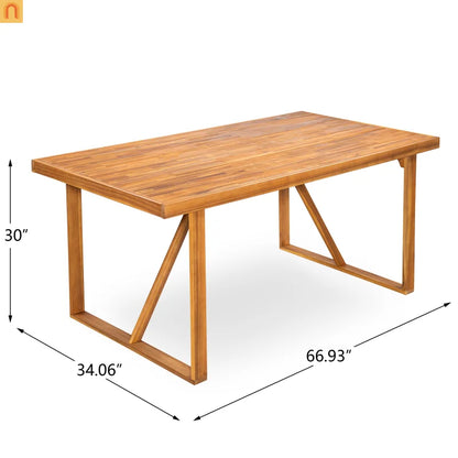 7 Piece Outdoor Dining Set Acacia Wood Teak Mesh Chairs