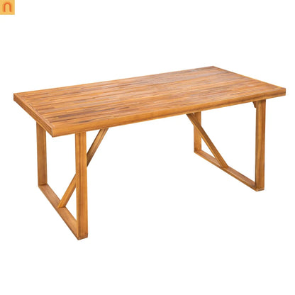 7 Piece Outdoor Dining Set Acacia Wood Teak Mesh Chairs