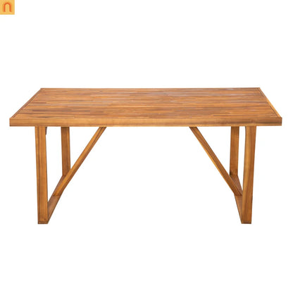 7 Piece Outdoor Dining Set Acacia Wood Teak Mesh Chairs