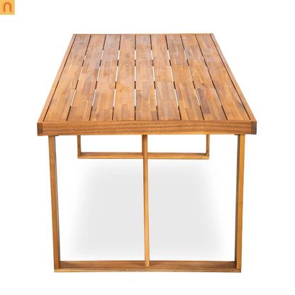 7 Piece Outdoor Dining Set Acacia Wood Teak Mesh Chairs