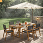 7 Piece Outdoor Dining Set Acacia Wood Teak Mesh Chairs
