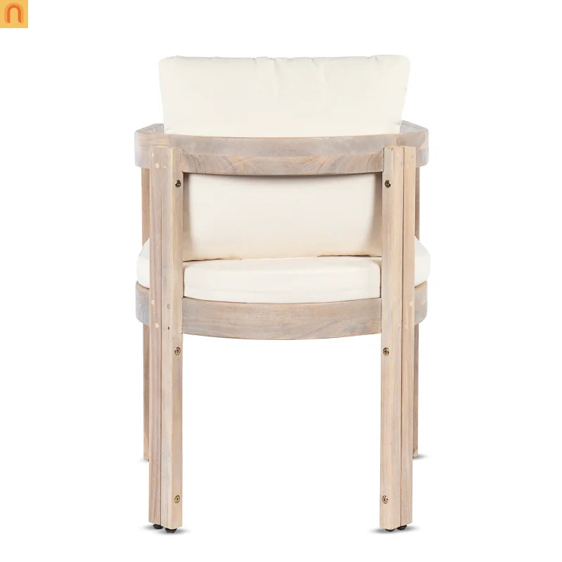 7 Piece Acacia Wood Outdoor Dining Set Expandable Cream Cushion