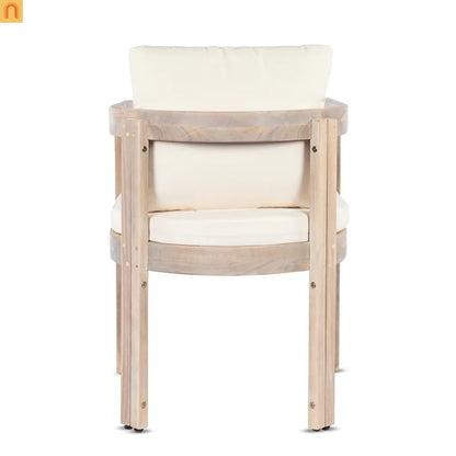 7 Piece Acacia Wood Outdoor Dining Set Expandable Cream Cushion