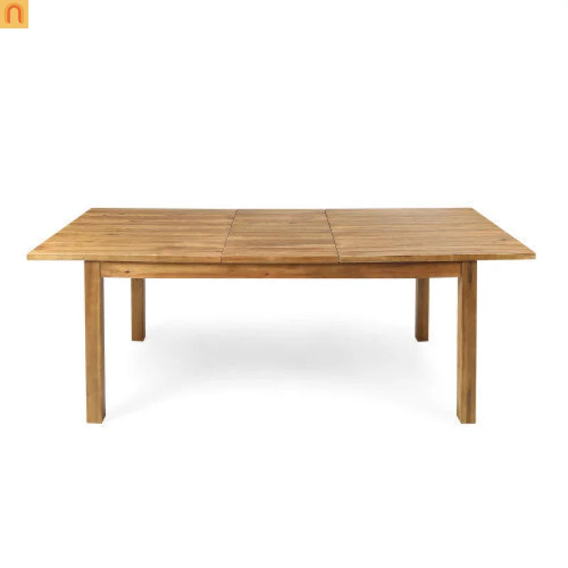 7 Piece Acacia Wood Outdoor Dining Set Expandable Cream Cushion