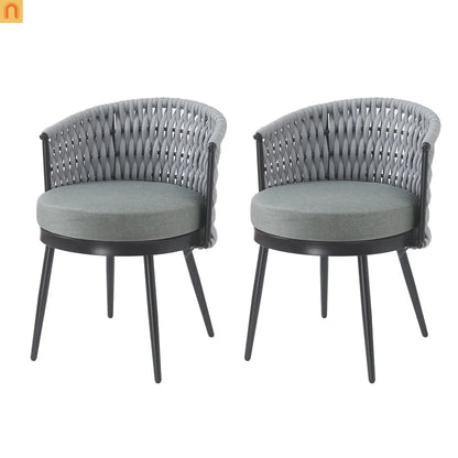 Outdoor Dining Set Acacia Wood Rope Chairs Teak 7 Piece Seats 6