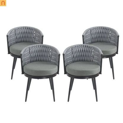 Outdoor Dining Set Acacia Wood Rope Chairs Teak 7 Piece Seats 6