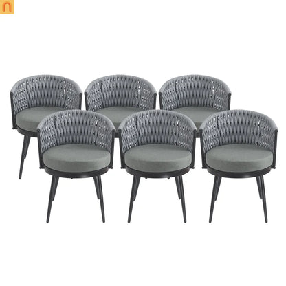 Outdoor Dining Set Acacia Wood Rope Chairs Teak 7 Piece Seats 6