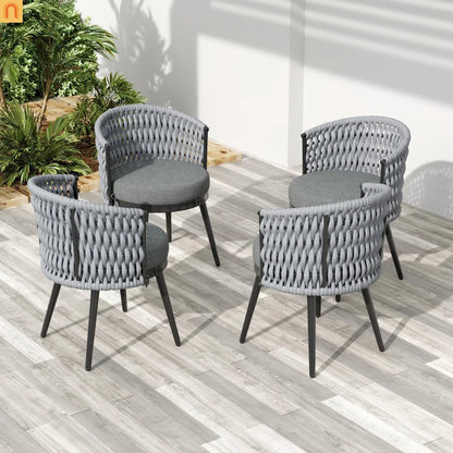 Outdoor Dining Set Acacia Wood Rope Chairs Teak 7 Piece Seats 6
