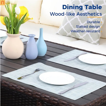 Outdoor Dining Set PE Rattan Steel Beige 7 Piece Modular Seats 9