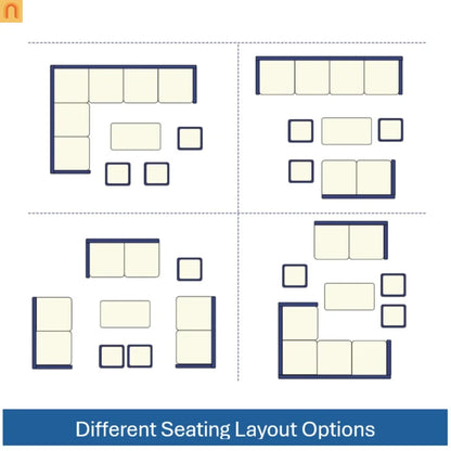 Outdoor Dining Set PE Rattan Steel Beige 7 Piece Modular Seats 9