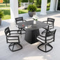 Outdoor Dining Set Sintered Stone Aluminum Black 5 Piece Swivel Seats 4