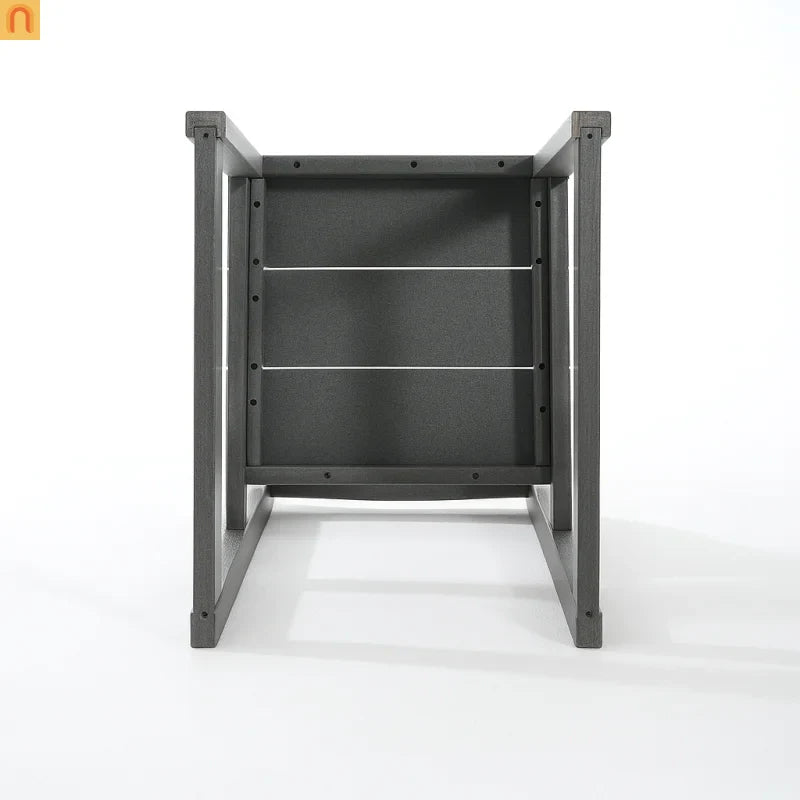 Outdoor Dining Set HDPE Gray Rectangular Umbrella Hole 5 Piece Seats 4