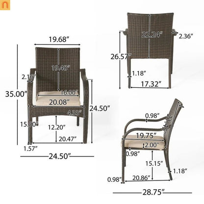 Outdoor Dining Set Acacia Wood Teak Gray Wicker 5 Piece Seats 4