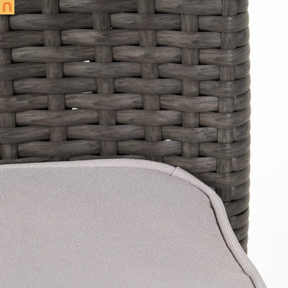Outdoor Dining Set Acacia Wood Teak Gray Wicker 5 Piece Seats 4