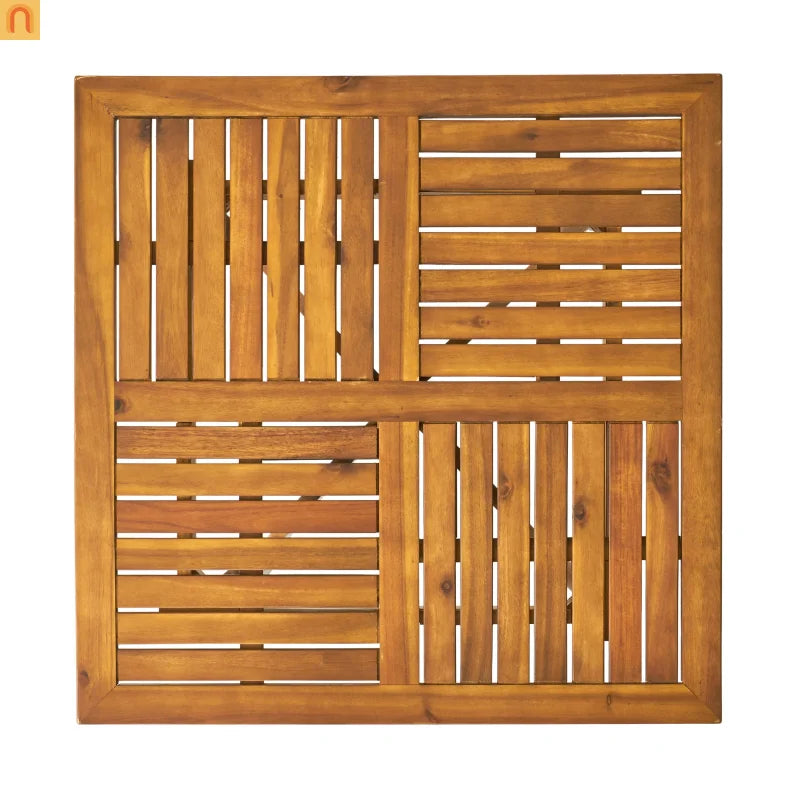 Outdoor Dining Set Acacia Wood Teak Gray Wicker 5 Piece Seats 4