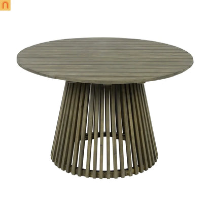 Outdoor Dining Table Round Acacia Wood Gray 47.25in 300 LB
