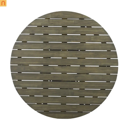 Outdoor Dining Table Round Acacia Wood Gray 47.25in 300 LB