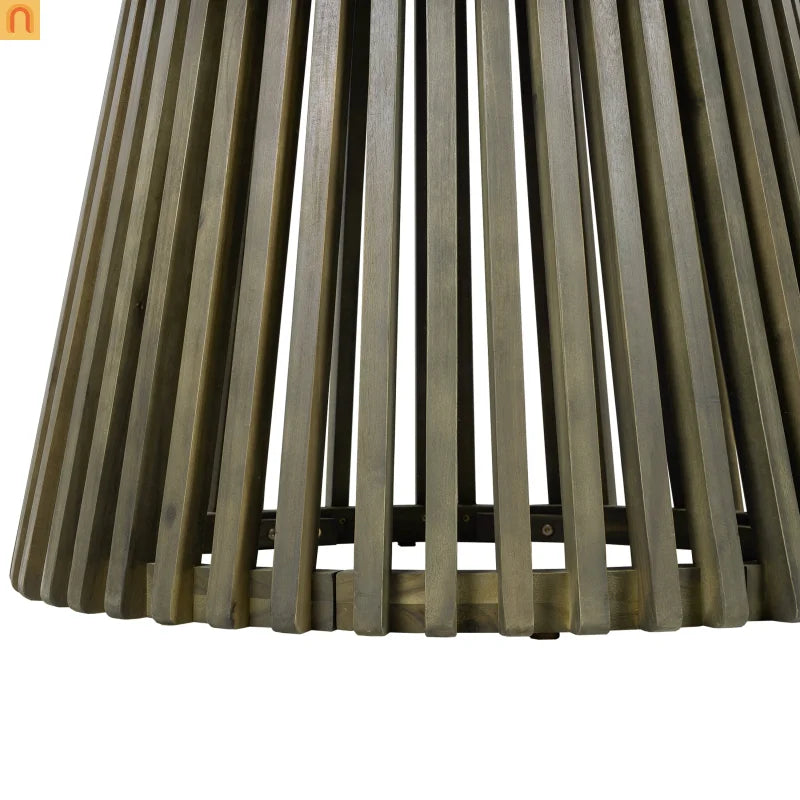Outdoor Dining Table Round Acacia Wood Gray 47.25in 300 LB