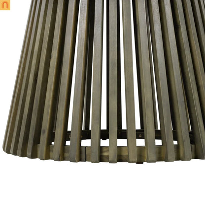 Outdoor Dining Table Round Acacia Wood Gray 47.25in 300 LB