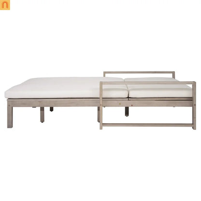 Outdoor Double Lounge Chair Solid Wood Gray 5 Position Adjustable 800 LB