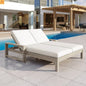 Outdoor Double Lounge Chair Solid Wood Gray 5 Position Adjustable 800 LB