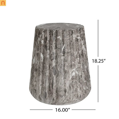 Outdoor End Table Concrete MGO Brown Travertine Round 16in