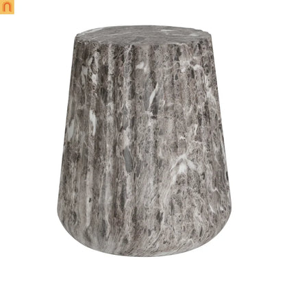 Outdoor End Table Concrete MGO Brown Travertine Round 16in