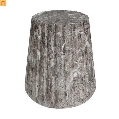 Outdoor End Table Concrete MGO Brown Travertine Round 16in