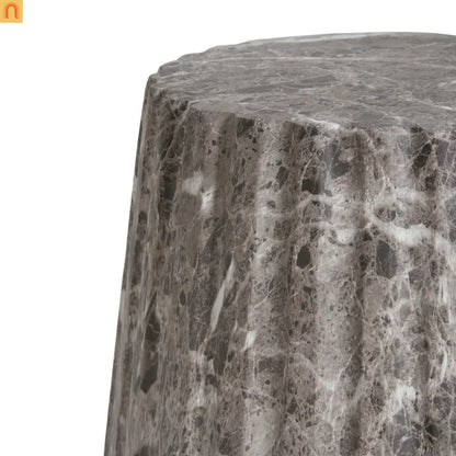 Outdoor End Table Concrete MGO Brown Travertine Round 16in