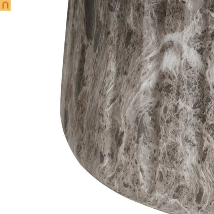 Outdoor End Table Concrete MGO Brown Travertine Round 16in