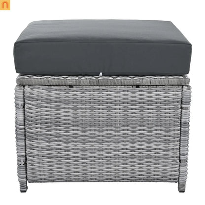 Outdoor Patio Set Rattan Iron Gray Recliner Adjustable Table 6 Piece