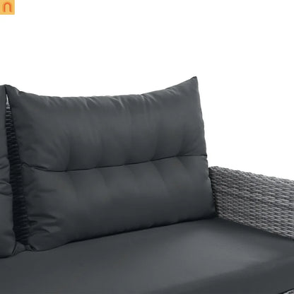 Outdoor Patio Set Rattan Iron Gray Recliner Adjustable Table 6 Piece