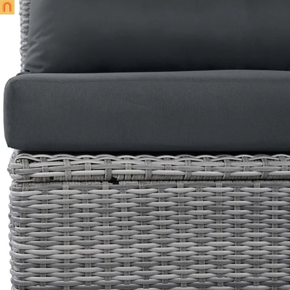 Outdoor Patio Set Rattan Iron Gray Recliner Adjustable Table 6 Piece