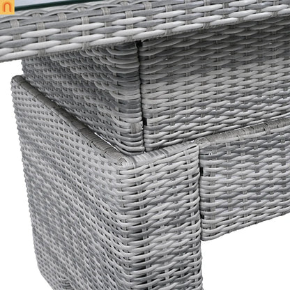 Outdoor Patio Set Rattan Iron Gray Recliner Adjustable Table 6 Piece