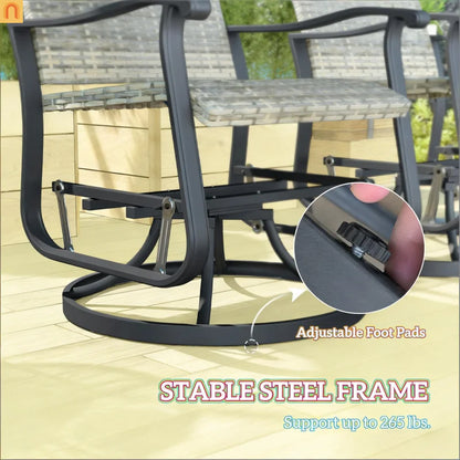 Outdoor Swivel Glider Chair Set PE Wicker Steel Yellow Set of 2