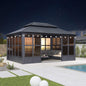 Alora Vista Outdoor Hardtop Aluminum Solarium With Double Roof And LED Lights (SAK42086)