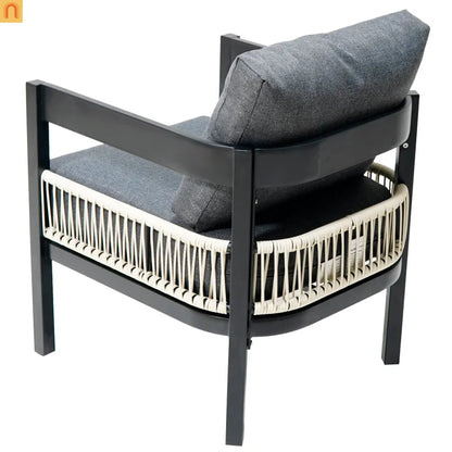 Outdoor Sofa Set Iron PE Wicker Gray Side Table