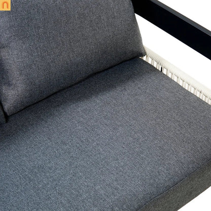 Outdoor Sofa Set Iron PE Wicker Gray Side Table