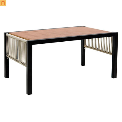 Outdoor Sofa Set Iron PE Wicker Gray Side Table