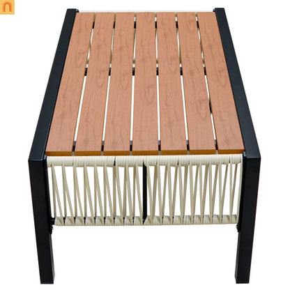 Outdoor Sofa Set Iron PE Wicker Gray Side Table