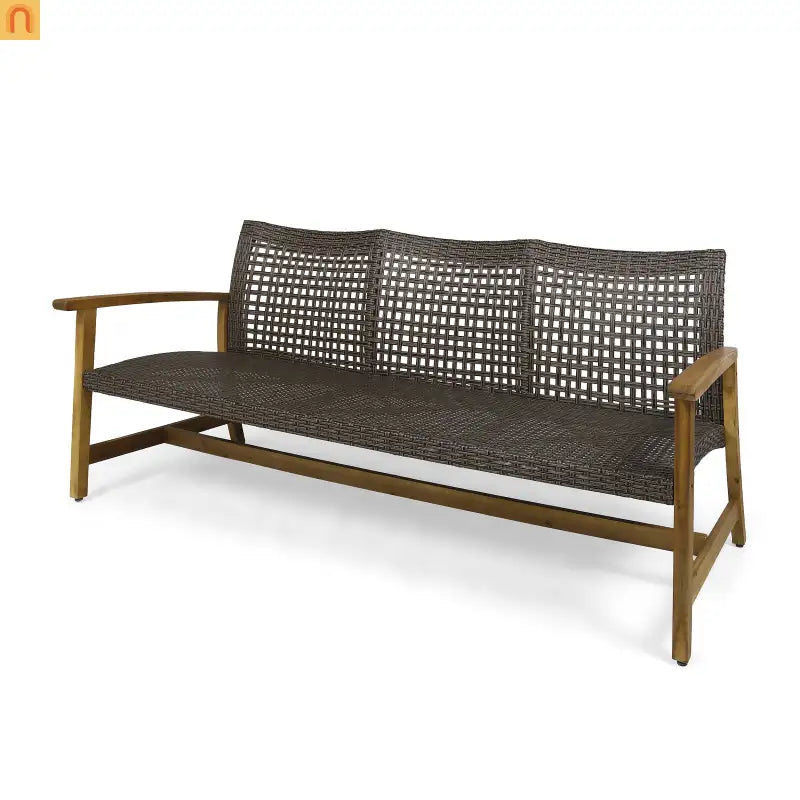Acacia Wood Wicker Outdoor Sofa Set 3-Seater 75.5