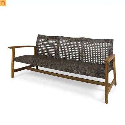 Acacia Wood Wicker Outdoor Sofa Set 3-Seater 75.5