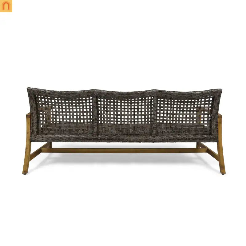 Acacia Wood Wicker Outdoor Sofa Set 3-Seater 75.5