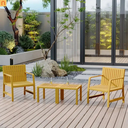 Outdoor Patio Set Polypropylene Yellow UV-Resistant 300 lb Cap