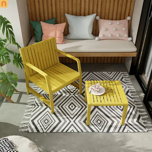 Outdoor Patio Set Polypropylene Yellow UV-Resistant 300 lb Cap