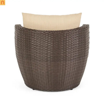 Outdoor Chat Set Wicker Brown Aluminum 3-Piece No Assembly